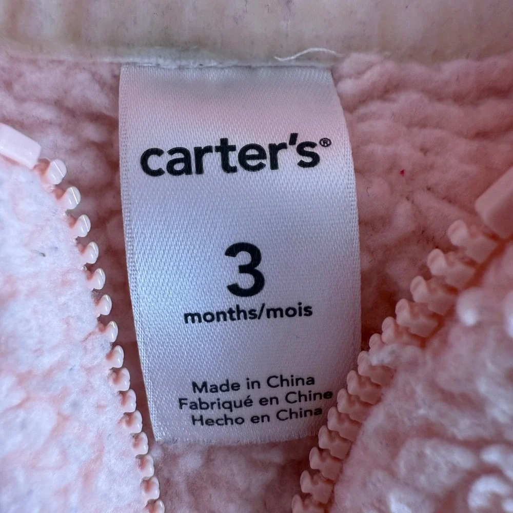 Carter's Pink Sherpa Hooded Jacket with Bear Ears 3 Months‎